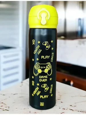 Sanjary Stainless Steel Insulated Double Wall Printed Water Bottle 420 ml Pack of 1 Color & Print May Vary