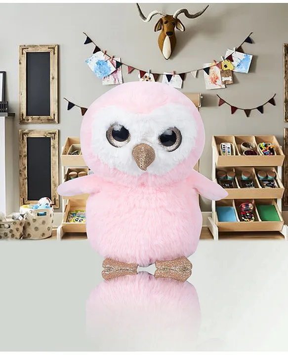SHAPZE Puffy Plush Owls Pink Height 16 cm