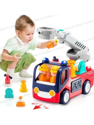 FunBlast Fire Rescue Truck Toy with Light and Sound Multicolor