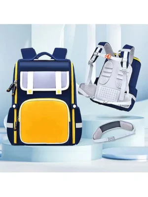 StarAndDaisy 'GDuck Series' Waterproof Kids School Backpack Multipurpose Elegant School Bags for Children with back cushion supports Blue & Yellow