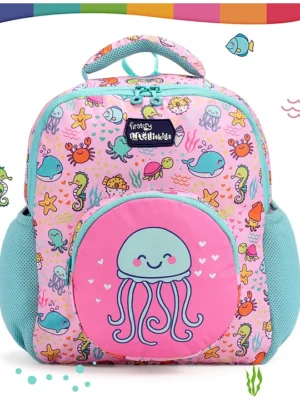 Intelliskills Squishy Fishy School Bag with Comfortable Cushion Padding Trendy Spacious Lightweight Pink 14 Inches