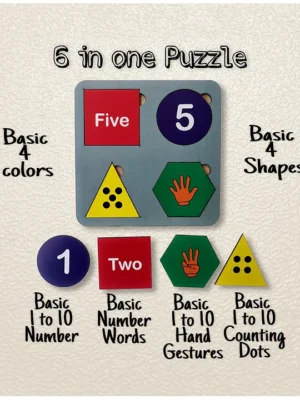 Number Learning Puzzle Wooden 6 in 1 Number Board Game Wooden Educational Board Puzzle for Kids Learning Wooden Toys for kids (Board with 40 Tiles).