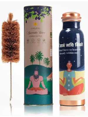 Blue Meditation 500 ml Copper Bottle with Brush