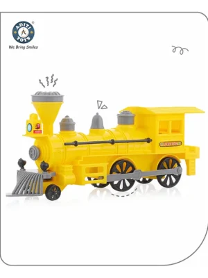 Aditi Toys Pull Back Steam Train Engine with Led Toy for Kids Plastic String Pull Back Train Non Toxic and Safe for Little Kids Yellow