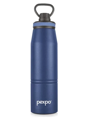 Altros Stainless Steel Hot & Cold Vacuum Insulated Flask 740ml Denim Blue Leak Proof Easy to Carry Loop Handle Sports Water Bottle Trekking Gym Office Home Kitchen