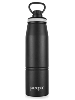Altros Stainless Steel Hot & Cold Vacuum Insulated Flask 940 ml Knight Black Leak Proof Easy to Carry Loop Handle Sports Water Bottle Trekking Gym Office Home Kitchen