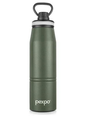 Altros Stainless Steel Hot & Cold Vacuum Insulated Flask 940ml Military Green Leak Proof Easy to Carry Loop Handle Sports Water Bottle Trekking Gym Office Home Kitchen