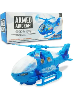 SANJARY Sanjary Battery Operated Bump and Go Helicopter with 3D Light & Sound Toy for kids Color & Design May Vary