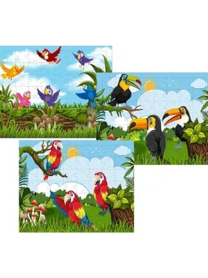 54 Pcs Wood Jigsaw Puzzles for Kids & Children (Pack of 3bird 54 Pcs)