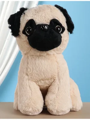 Premium and Super Soft Dog Plush Toy Black & Beige Height 30 cm