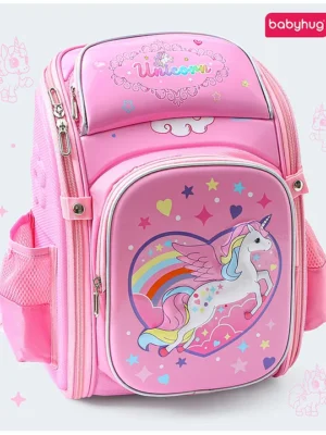 Babyhug Backpack With Unicorn Print Pink Height 14.5 Inches