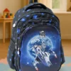 Fab N Funky Spaceship Print Backpack Navy Blue Height 16.5 Inches