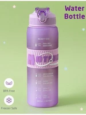 Motion Sports Water BottleBPA FreeLeak ResistantFreezer Safe 800 mlPerfect for School Kids & OutdoorsPurple