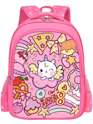 SYGA Kids BackpackCute Cartoon Design School Bag Suitable for Elementary School Student (Cake Kitten) Height 14.9 Inch pink
