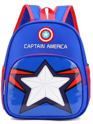 SYGA Kids Captain America Cartoon School Bag Breathable Waterproof Backpack for Kindergarten and Preschool Students Height 11.81inch (Blue)