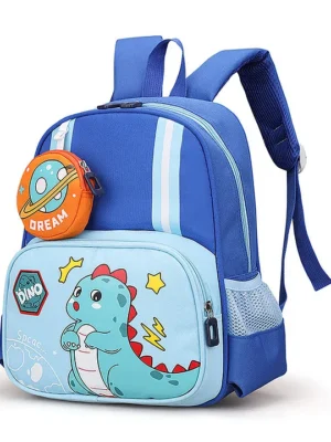 SYGA Kids Backpack Little Dinosaur Waterproof Ultralight School Bag with Coin Purse for Preschool and Kindergarten Students (Royal Blue) Height 13.6 Inch