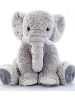 Premium Soft Toy Lucky Elephant RabbitF Grey for Kids Height 32 cm