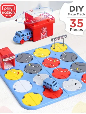 Play Nation Jungle Maze Track Playset with 35 DIY PiecesBuildable Puzzle Road Game for Creativity ProblemSolving & Team PlayEasy Assembly Custom Layouts3+ Years BIS Certified