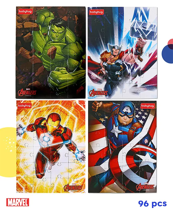 96 pcs 4 in 1Avenger Jigsaw Puzzle Montessori Learning and Educational Puzzle for 24 Years KidsPreSchool and Early Learning Gifting ToyBIS Certified