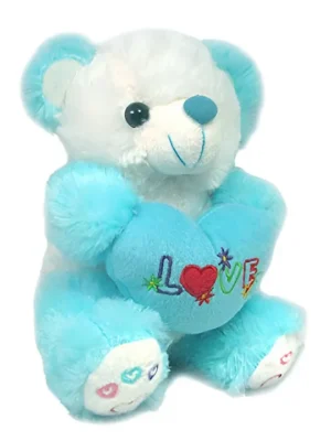 LovelyLove You Heart Teddy Stuffed Soft Plush Animal Toy for Kids (Height 18 cm Color: Blue)