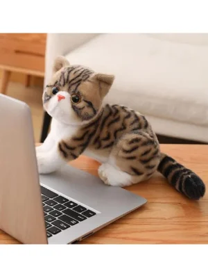 Cute Daisy Cat Soft Stuffed Plush Animal Toy for Kids Girls Birthday Gifts (Color: Brown Size: 25 cm)