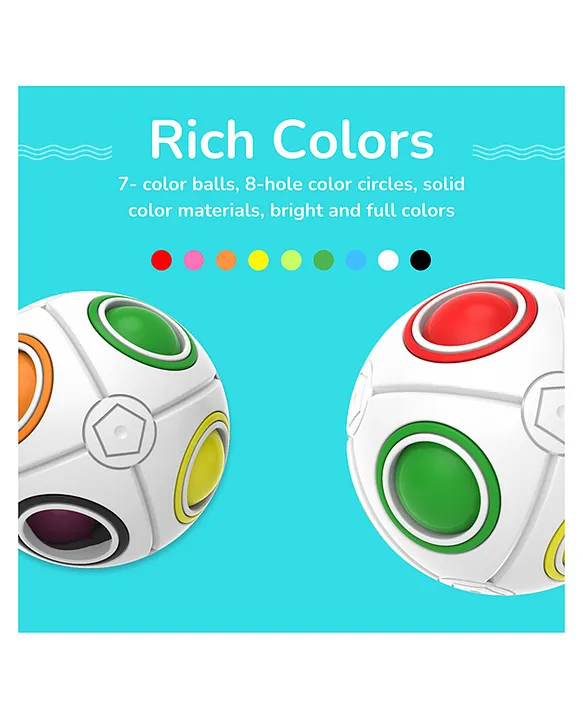 Rainbow Ball Puzzle Compact Multicolor Sphere (Fidget Toy) Portable Brain Teaser for Kids & Adults Stress Relief & Fun OnTheGo Puzzle Pack of 2 ( Color May Vary)