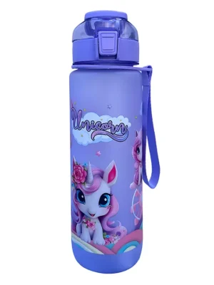 Unicorn Cute Water Bottle with Straw Trending Kids' Cartoon PP Drinking Water Bottle For Kids PACK OF 1 COLOR MAY VARY 1000 ml