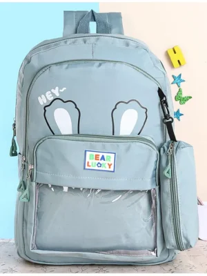 Polo Class Bear Printed School Bag Teal Blue Height 18 Inches
