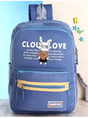 Polo Class Text & Bunny Printed School Bag Blue Height 18 Inches