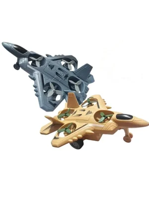 New Pinch ABS Plastic Diecast Military Airplane Aircraft Inertia Powered Warplane with Rotating Fan Pack of 2 random color dispatch