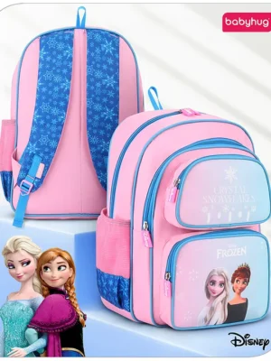 Babyhug Disney Frozen Crystal Snowflakes Backpack2 Main Compartments2 Front Pockets2 side Bottle PocketsWater ResistantLong lasting & Durable ZippersFor School & OutdoorsPink 15.8inches