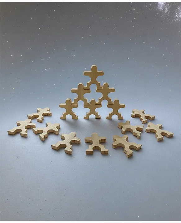 Set of 15 Stacking Neem Wooden Acrobat Men for Toddlers 05 Years
