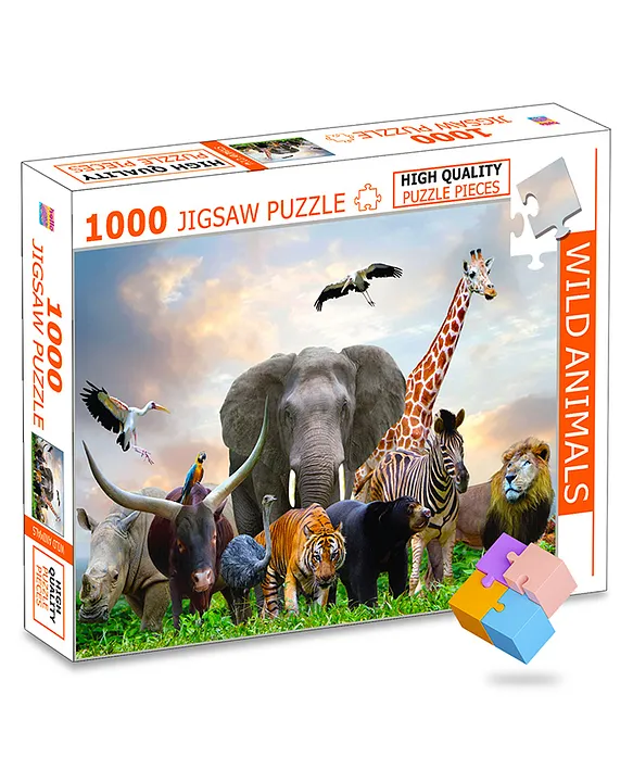 Hello Friends Wild Animals 1000Piece Jigsaw Puzzles for Kids and Childrens Realistic illustration Challenging Brain Booster Gifts Fun and Creative Fun Game Ages 9+ (1000 Pcs)