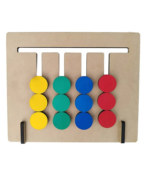 The Puzzl Co Wooden Slide Puzzle for Kids 2+ Years TwoSided Play Color & Shape Matching Brain Teaser Game Durable Wooden Fibre Material Solve 35 Unique Puzzles Perfect Educational Gift Idea