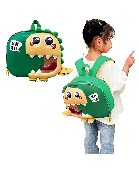 Bembika School Bag The Perfect Children Backpack and School Bags For Kids Compact Stylish Backpack For Kids ExceptionalQuality Kids Kindergarten Backpack and Travel Backpack (Little DinosaurGreen) Height 10 Inches
