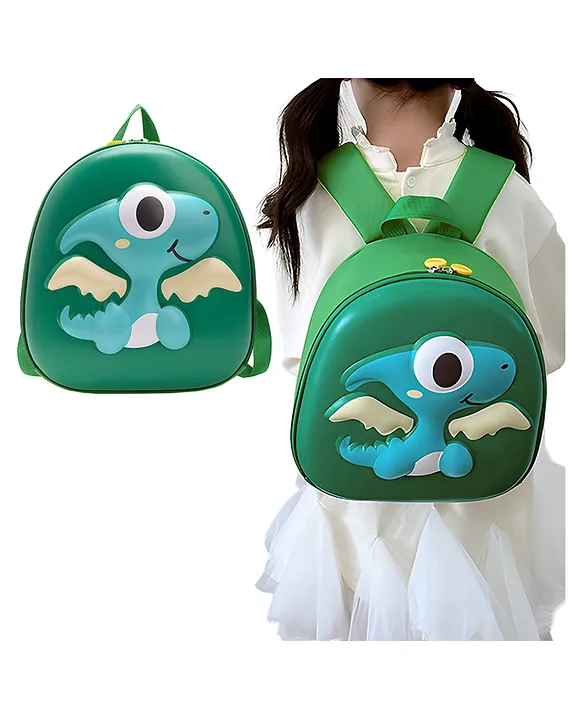 Bembika School Bag The Perfect Children Backpack and School Bags For Kids Compact Stylish Backpack For Kids ExceptionalQuality Kids Kindergarten Backpack and Travel Backpack (PterosaursGreen) Height 10 Inches