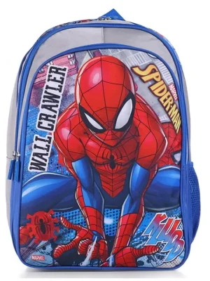 Spider Man School Backpack Sky Blue and Grey 18 inches