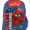 Spider Man School backpack with PVC embossed Front Pocket Blue 18 inches