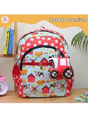 Rosada Farm Animal Light Weight Durable School Bag with Comfortable Cushion Padding Waterproof Trendy and Spacious Kids Backpack Unisex Stylish Bag for Kids Boys and Girls Small (11 Inches)