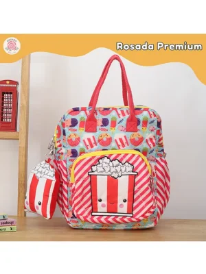 Rosada Candy Cane Light Weight Durable Box Backpack for School with Comfortable Cushion Padding and Handle Waterproof Trendy and Spacious Kids Backpack Unisex Stylish Bag for Kids Boys and Girls 12 Inches