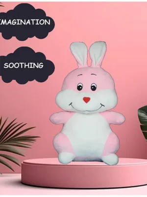 Goldenuhub Toys Plush Bunny Soft Toy Pink and White Long Ears Sitting Position Height 45 cm