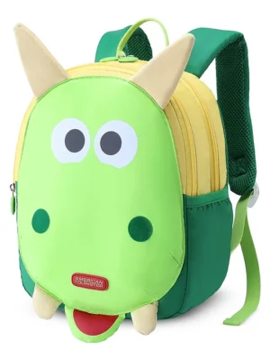 American Tourister KIZTOPIA Dragon Print Backpack Green & Yellow (Age 18 Months to 3 Years) 12 Inches (Design May Vary)