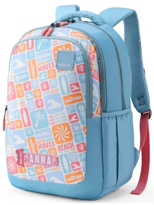 American Tourister OLLIE 4.0 XL Backpack Beach Theme Print Royal Blue Height 19 Inches