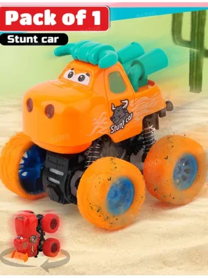 Fiddlerz Friction Powered Monster Truck Set for Kids Stunt Cars with Shock Absorbers Big Rubber Tires 360° Rotation Face Swing Racing Vehicle for Boys & Girls (Pack of 1)