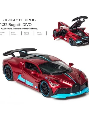 ADKD 1:32 Scale Die Cast Bugatti DIVO Racing Car Model Metal Car with Openable Doors & Pull Back with Sound and Light (Colour May Vary/ Random Color)