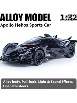 ADKD 1:32 Scale Die Cast Apollo Helios EVO Sports Car Model Metal Car with Openable Doors & Pull Back with Sound and Light (Colour May Vary/ Random Color)