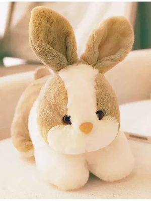 Brown White Rabbit Soft Toy Extra Soft Plush Stuffed Animal Brown Length 30 cm
