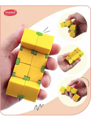 Infinity Cube Fidget Toy Stress Relieving Fidgeting Game for Kids and Adults Durable ABS Plastic Safe Material Sensory Toys Unique Gadget for Anxiety Relief Easy to Carry Above 3+ Age (Yellow)