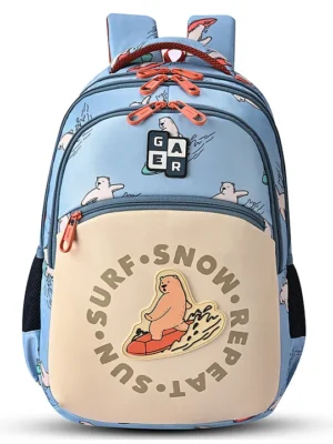 Gear Bear Backpack 17"/27L Medium Water Resistant School Bag/Casual Backpack/Daypack/Travel Backpack/Kids Bag for Boys/Girls (Sky BlueOrange)Height 17 Inches
