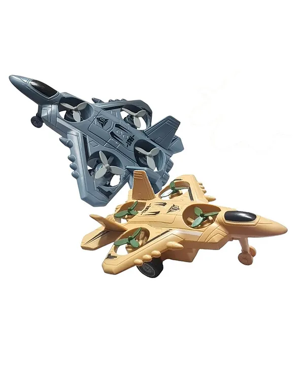 Kids Mandi Inertia Friction Army Fighter Jet Unbreakable Toy with Rotating Fans Aircraft Toys